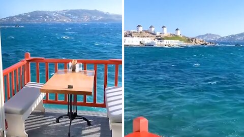Restaurant in Mykonos, Greece allows for jaw-dropping views