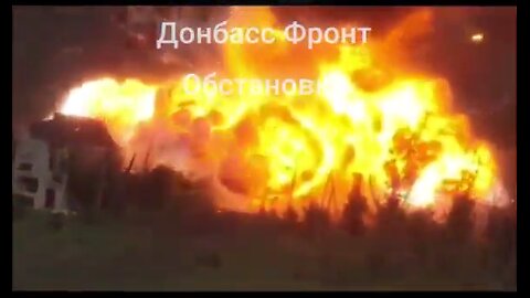 Detonation of a Ukrainian tank in Krasnogorovka of the Donetsk region.