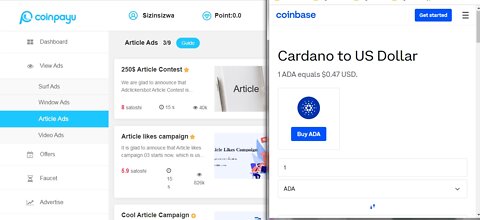 How To Get Free Cardano ADA Cryptocurrency Watching Article Ads At Coinpayu & Instant Withdraw
