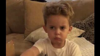 Toddler disappointed with Christmas present