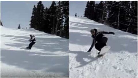 Ecco come non fare un filmato di snowboard!