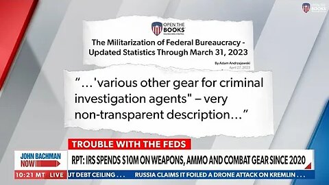 Newsmax: IRS Spends $10M on Weapons, Ammo and Combat Gear Since 2020 | John Bachman Now