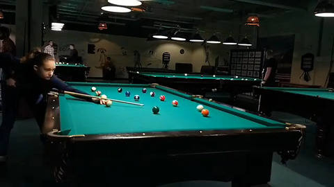 She is 14 years old and she got amazing skill for billiard trick shot!