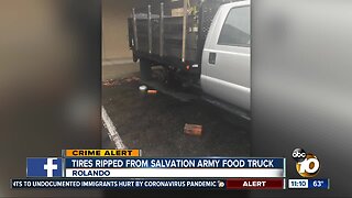 Tires ripped from Salvation Army food truck