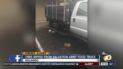 Tires ripped from Salvation Army food truck