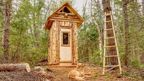 Building an Outhouse from Tree to Finish | Remote Off Grid Cabin Build by Hand