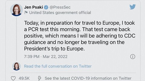 WHY HAS TRIPLE JABBED JEN PSAKI TESTED POSITIVE FOR COVID FOR THE 2ND TIME IN 5 MONTHS | 23.03.2022