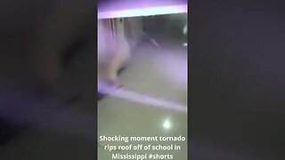 Shocking moment tornado rips roof off of school in Mississippi #shorts