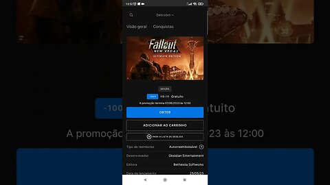 Jogo Grátis - Fallout New Vegas Ultimate Edition - Epic Games - Link na descrição/Comentário