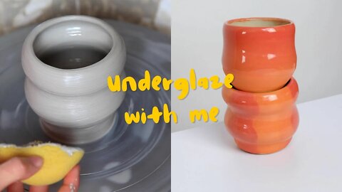 How I underglaze my Mugs - Pottery Process