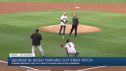 George W. Bush throws out first pitch at OSU baseball game