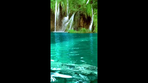 Beautiful waterfall and music