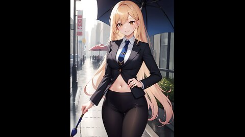 AI Lookbook Anime Beauty - Sexy Businessgirl’s Rainy Day