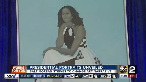 Baltimore artist's painting of Michelle Obama unveiled at the National Portrait Gallery