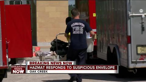 Milwaukee Hazmat investigating suspicious envelope mailed to Oak Creek Police