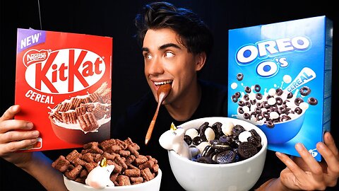 ASMR Let's Try Oreo Cereal, KitKat Cereal & Extra Chocolate!