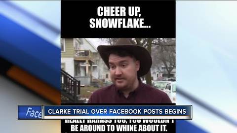 Clarke trial over Facebook posts begins