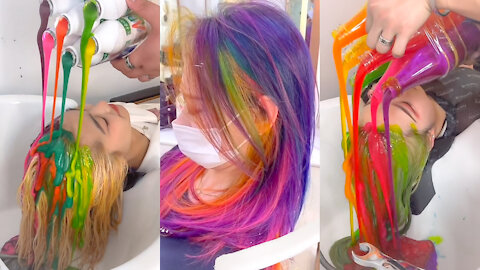 Beautiful hair rainbow color maker