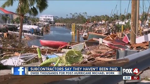 Subcontractors say they haven't been paid for hurricane clean-up