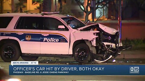 Phoenix officer's car hit by driver