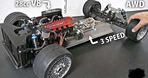 Making a 1_5 AWD V8 RC Car w_ MANUAL Gearbox! - Engine & Transmission Installation