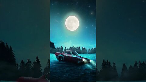 Moon Night Car #river #flood #landscape #forest #shorts #samsungmobile #blue #black #animation