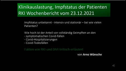 Klinikauslastung? Impfstatus der Intensivpatienten? Der RKI Wochenbericht vom 23.12.2021