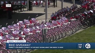Kids getting first bike through giveaway