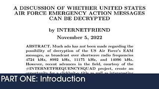 US Air Force Shortwave Messages: Can We Decrypt Them? (Part 1 of 3)