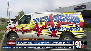 Pandemic-related signs dominate company's business