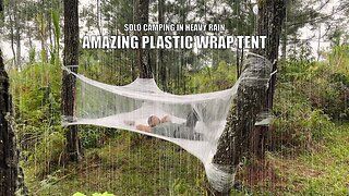 Solo Camping rain with plastic shelter wrap