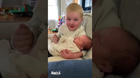 Boy's first reaction to his new sibling #shorts #cute #family