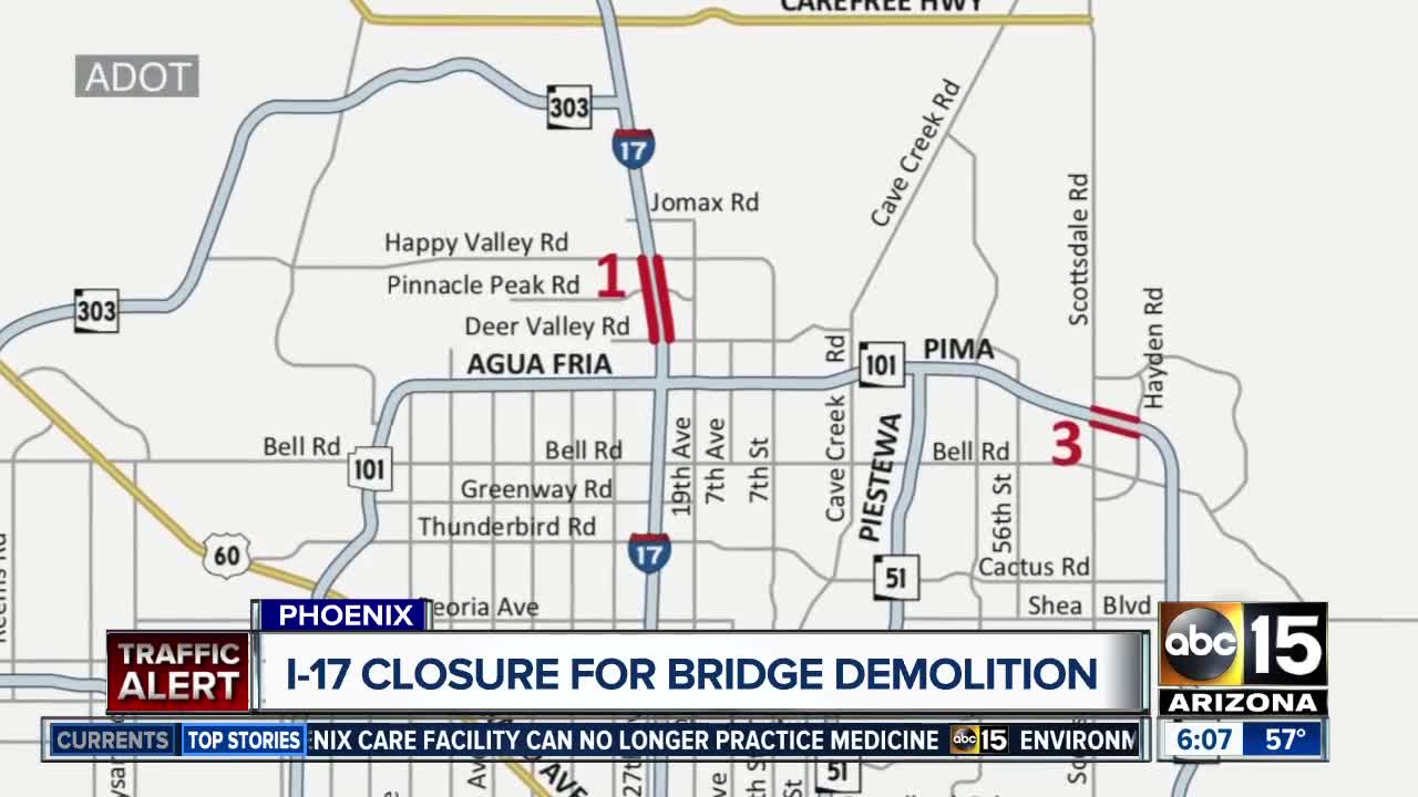 Plan ahead! I-17 closures begin Friday night