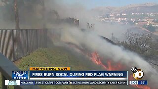 Fires burn in SoCal during dangerous Red Flag Warning