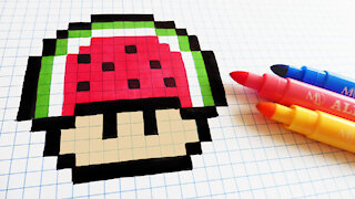 how to Draw watermelon mushroom - Hello Pixel Art by Garbi KW