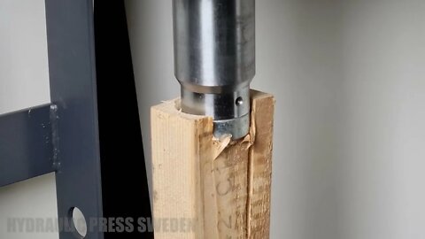 Hydraulic Press VS Log Wood Close up SLOWLY PRESS