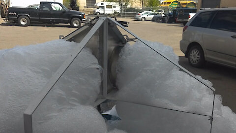 Day 50 of PyraPOD4 G-17 Backyard DIY: massive amount of bubble foam with a large fan