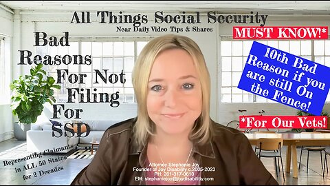 MUST KNOW! 10th Bad reason for Failing to File for Social Security Disability! (For Veterans)