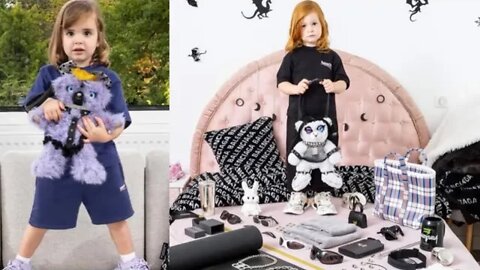 They Are Coming After The Children - Balenciaga post ad with child holding a bear in bondage gear
