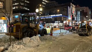 Montreal Busy Downtown Snow Removal