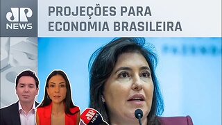 Simone Tebet diz que PIB do Brasil em 2023 deve crescer 3,1%; Amanda Klein e Claudio Dantas analisam