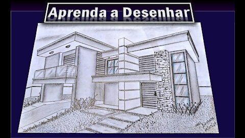 Aprenda a Desenhar esta Linda Casa Moderna c/ 02 Pontos de Fuga, Passo a Passo.