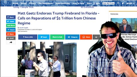 Matt Gaetz Endorses Trump Firebrand In Florida – Calls on Reparations of $5 Trillion from Chinese