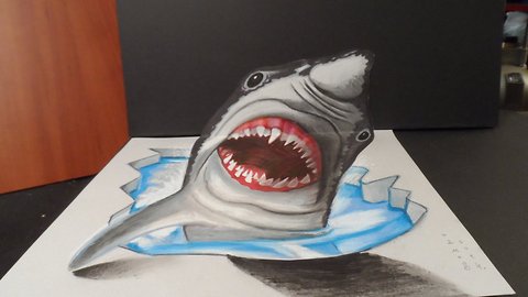 Drawing a 3D dreadful Great White Shark