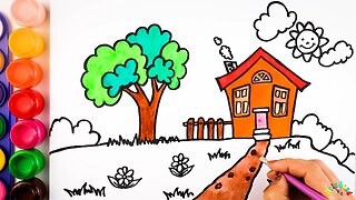 Drawing and Coloring a Country House for Kids & Toddlers | Ariu Land