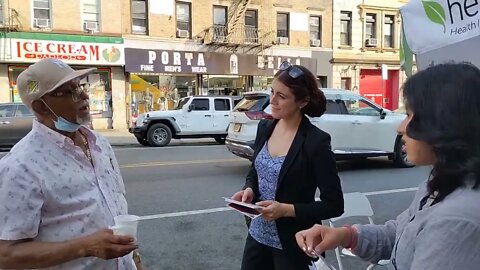 The NY-10 Benine Hamdan @najimbenine Canvassing Voter Outreach in Sunset Park 5th Avenue 8/27/2022