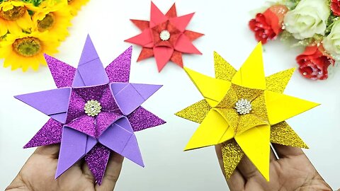 🎄Christmas Crafts Idea🎄Christmas Ornaments❄ Handmade Snowflake Making With Glitter Paper