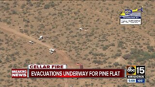 Cellar Fire forces evacuations near Pine Flat