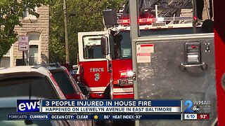 Three people injured in East Baltimore house fire
