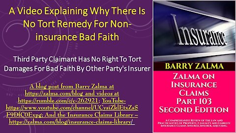 A Video Explaining why There is No Tort Remedy for Non-Insurance Bad Faith